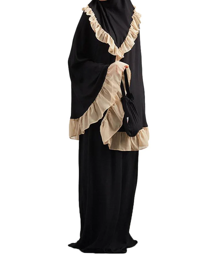 Muslim Kids Ramadan Girls Long Sleeve Dress Hijab Abaya