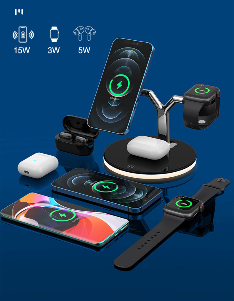 3 in 1 Magnetic Wireless Charger Stand Watch 15W Fast - Image 3