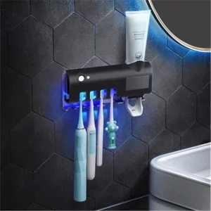 Bathroom Toothbrush Holder with Toothpaste Dispenser