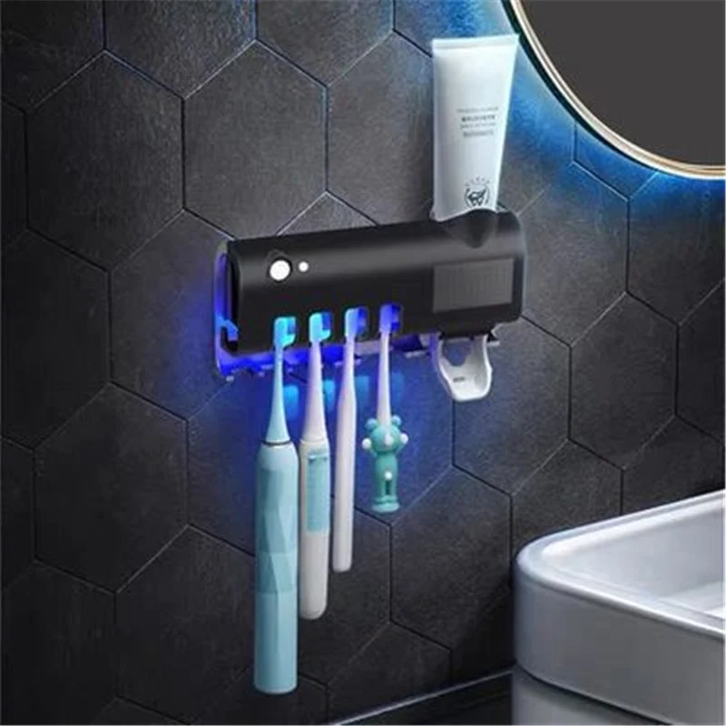 Bathroom Toothbrush Holder with Toothpaste Dispenser