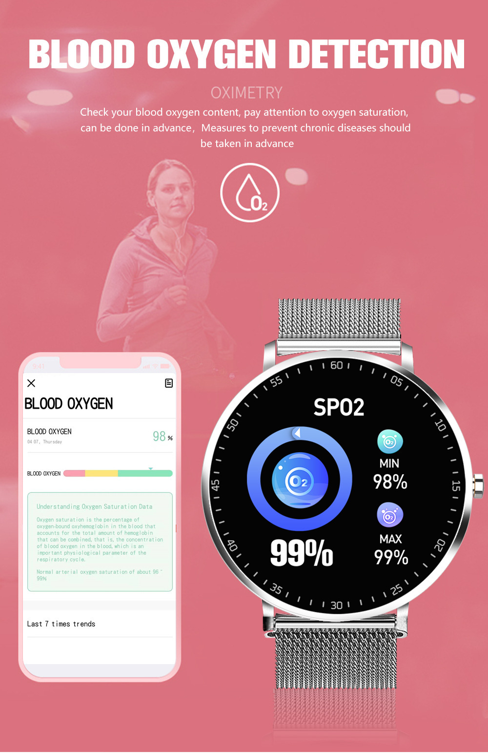 Full Touch Smart Bracelet Sports Fitness Tracker - Image 3