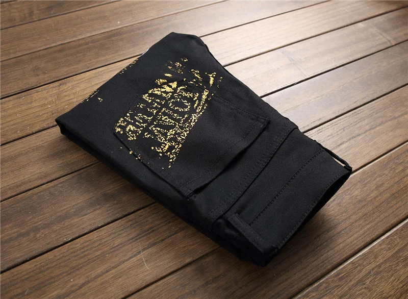 Jeans Slim Graffiti Print Plus Size Trousers Men - Image 3