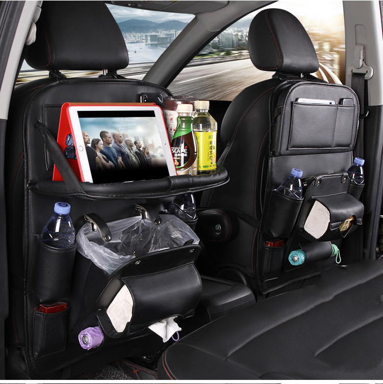 PU Leather Car Storage Bag Multifunction Seat Back Tray - Image 5