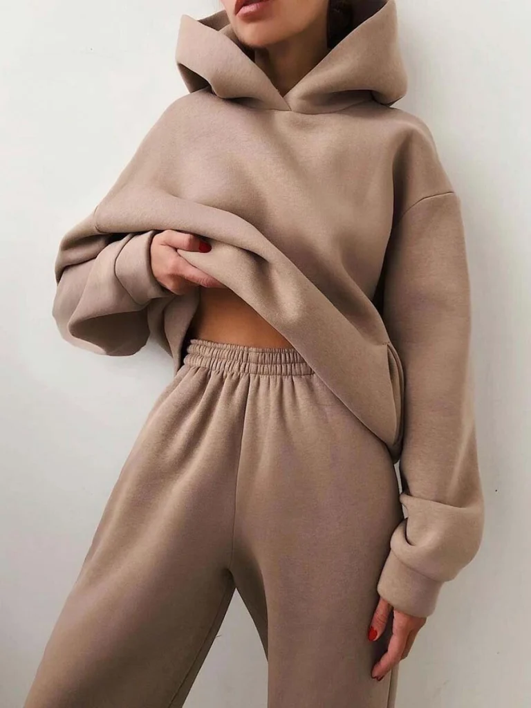 Women's Casual Hooded Sweater Two-piece Suit Clothes