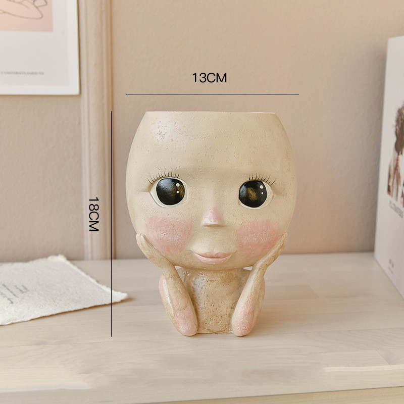 Face Head Design Sculpture Flower Planter Garden Indoor - Image 5