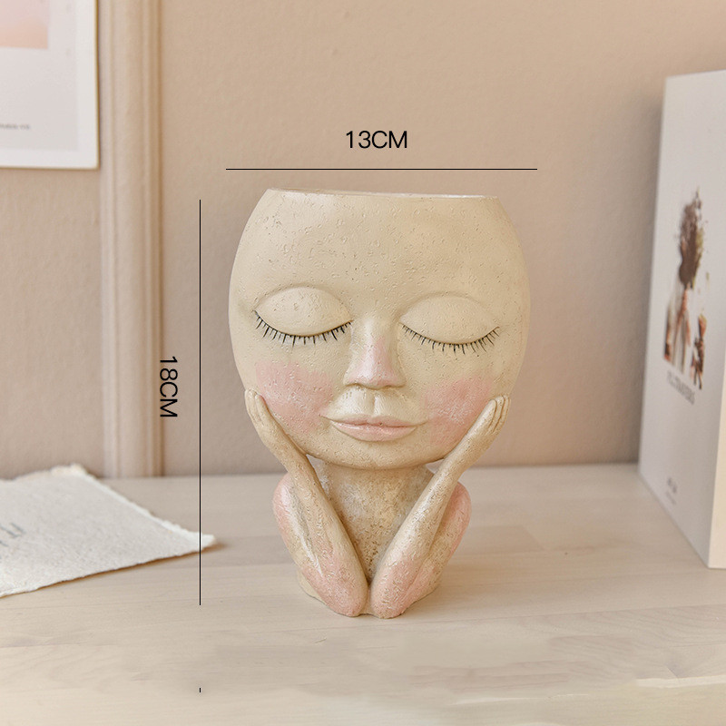 Face Head Design Sculpture Flower Planter Garden Indoor - Image 4