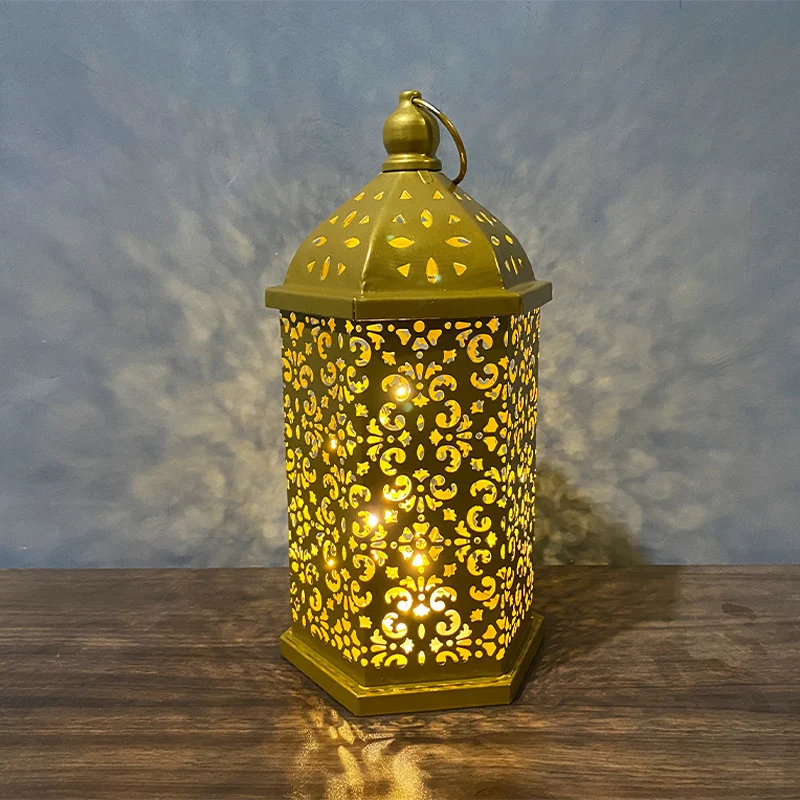 Home Decor Metal Lantern Eid Mubarak Night Led Ramadan