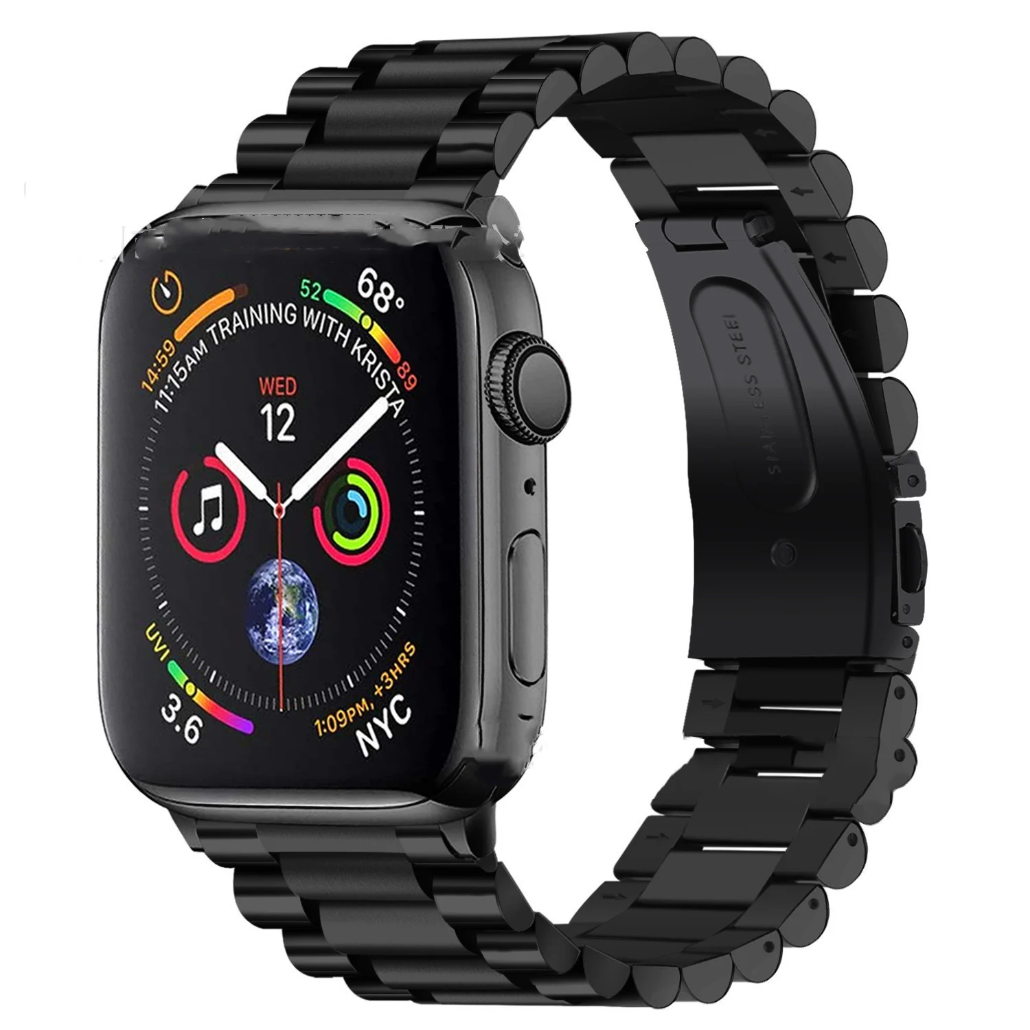 Smart Watch Band Stainless Steel Cylindrical Three-Bead - Image 2