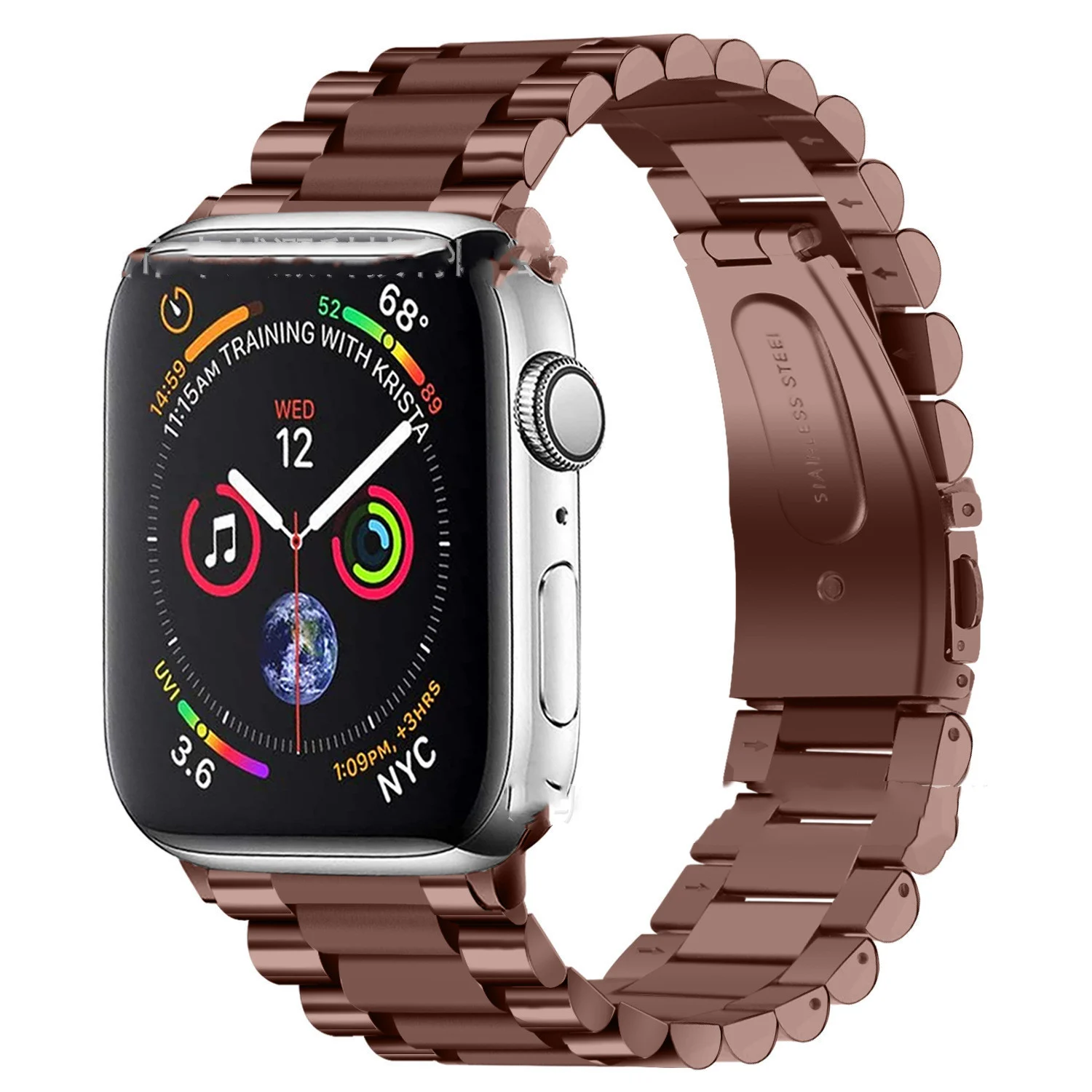 Smart Watch Band Stainless Steel Cylindrical Three-Bead - Image 6