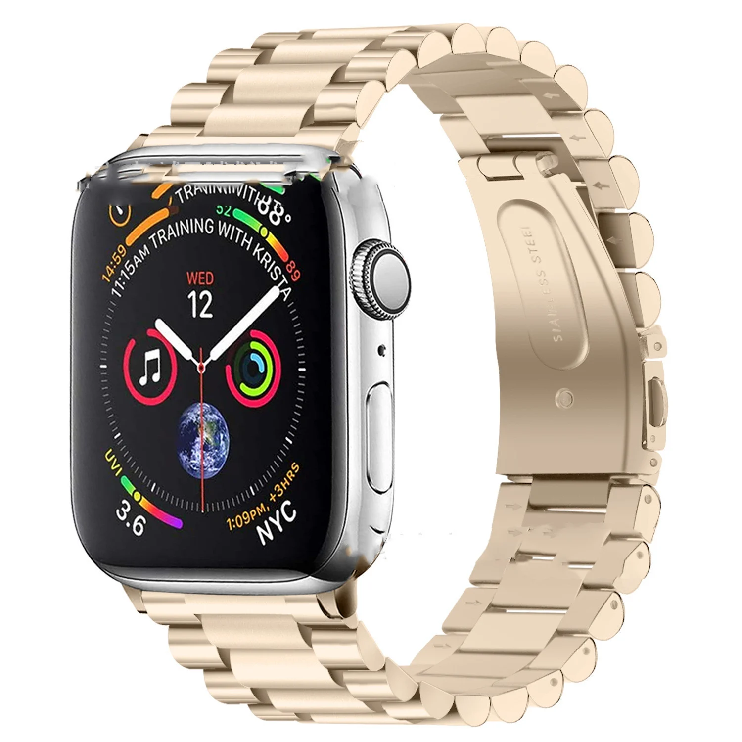 Smart Watch Band Stainless Steel Cylindrical Three-Bead - Image 5