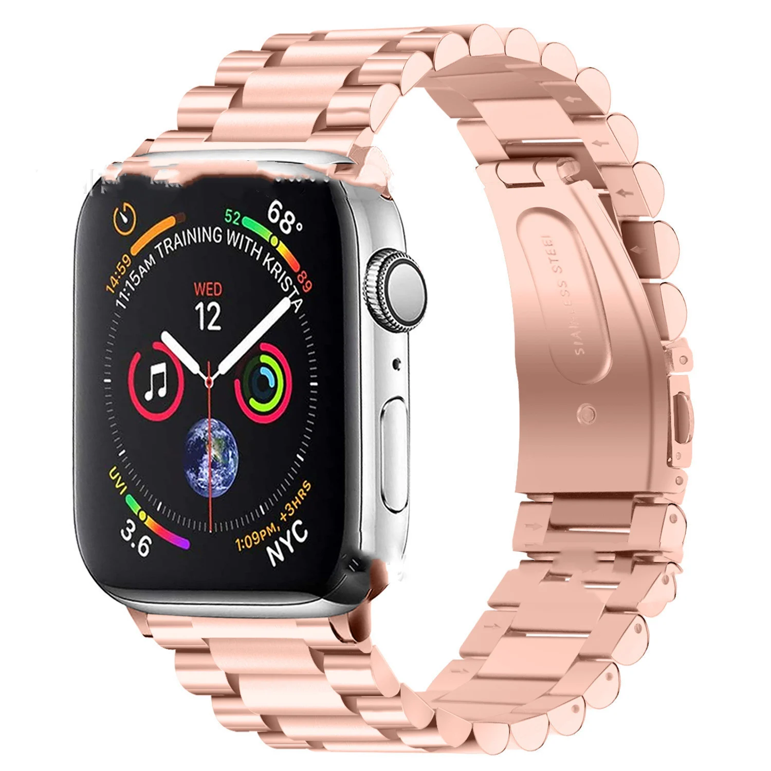 Smart Watch Band Stainless Steel Cylindrical Three-Bead - Image 3