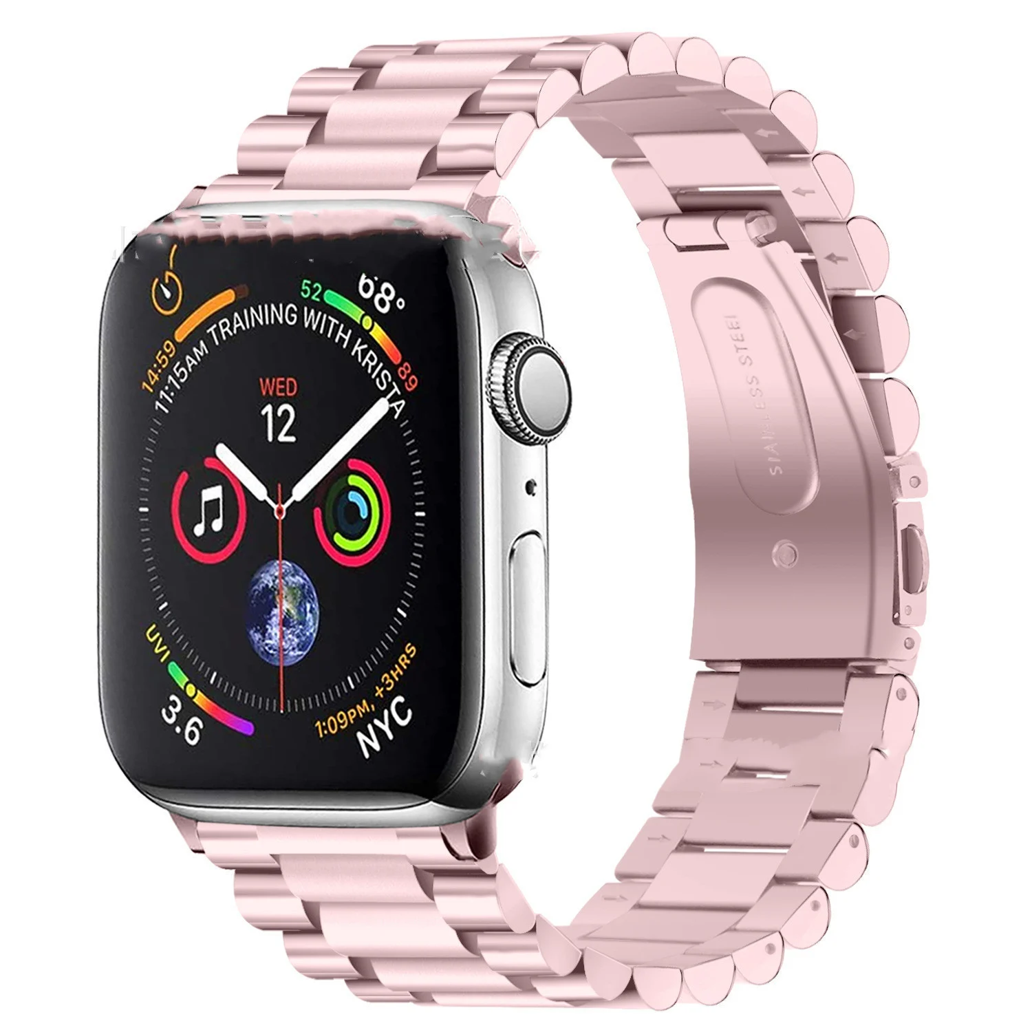 Smart Watch Band Stainless Steel Cylindrical Three-Bead - Image 4