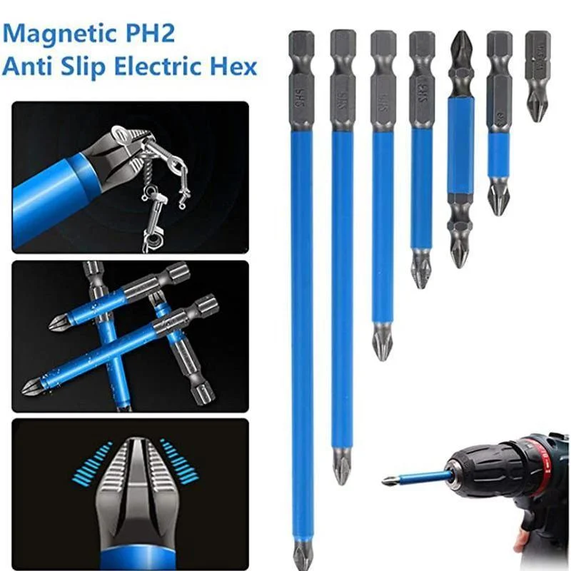 7 Pcs Ph2 Anti Slip Magnetic Cross Electric Drill Bits