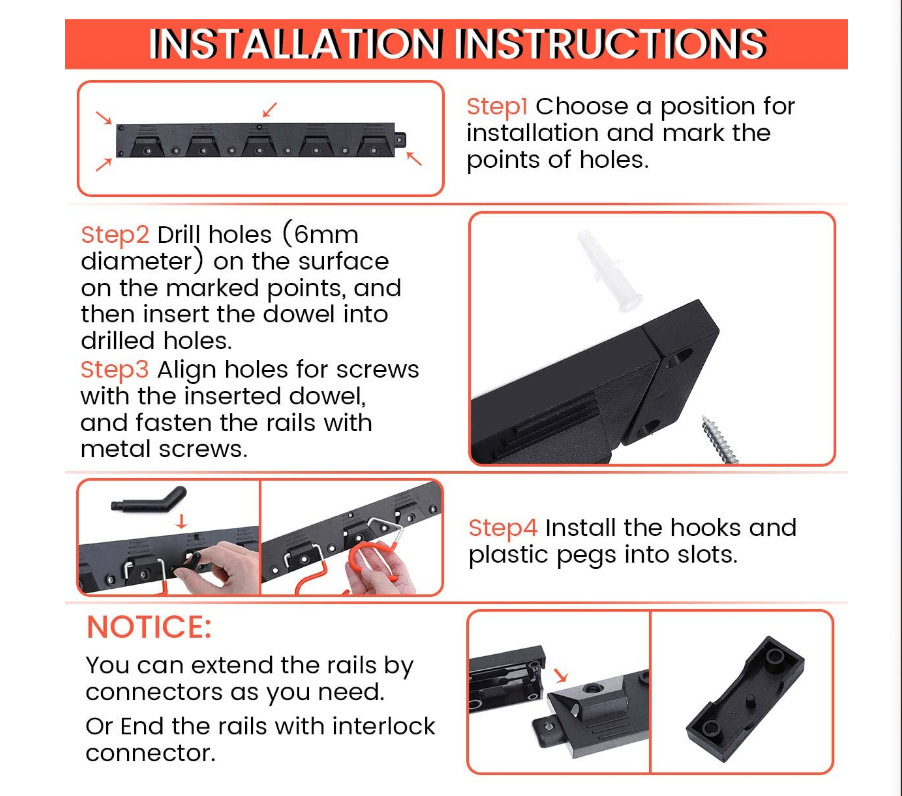 Wall Mount Hanger Garage Tool Organizer Heavy Duty Rack - Image 2