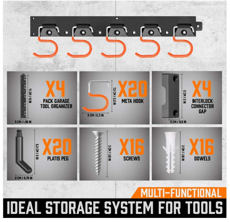 Wall Mount Hanger Garage Tool Organizer Heavy Duty Rack - Image 4