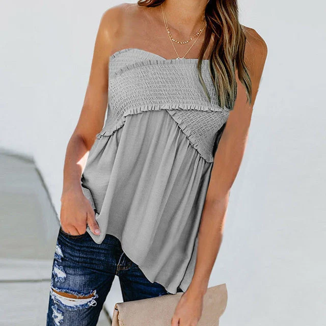 Women Sexy Off Shoulder Shirts Irregular Hem Blouse Shir - Image 9
