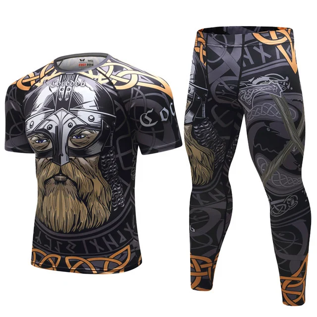 Mens Tracksuit Set D Animal Compression T-Shirt Pants Skin - Image 4