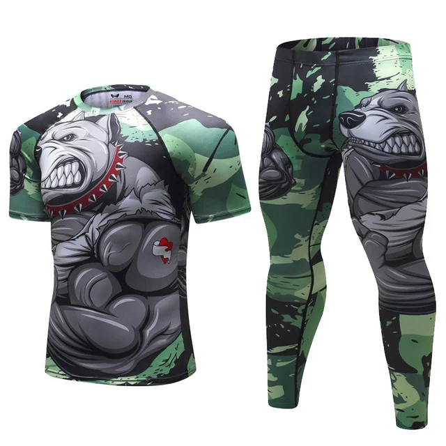 Mens Tracksuit Set D Animal Compression T-Shirt Pants Skin - Image 2