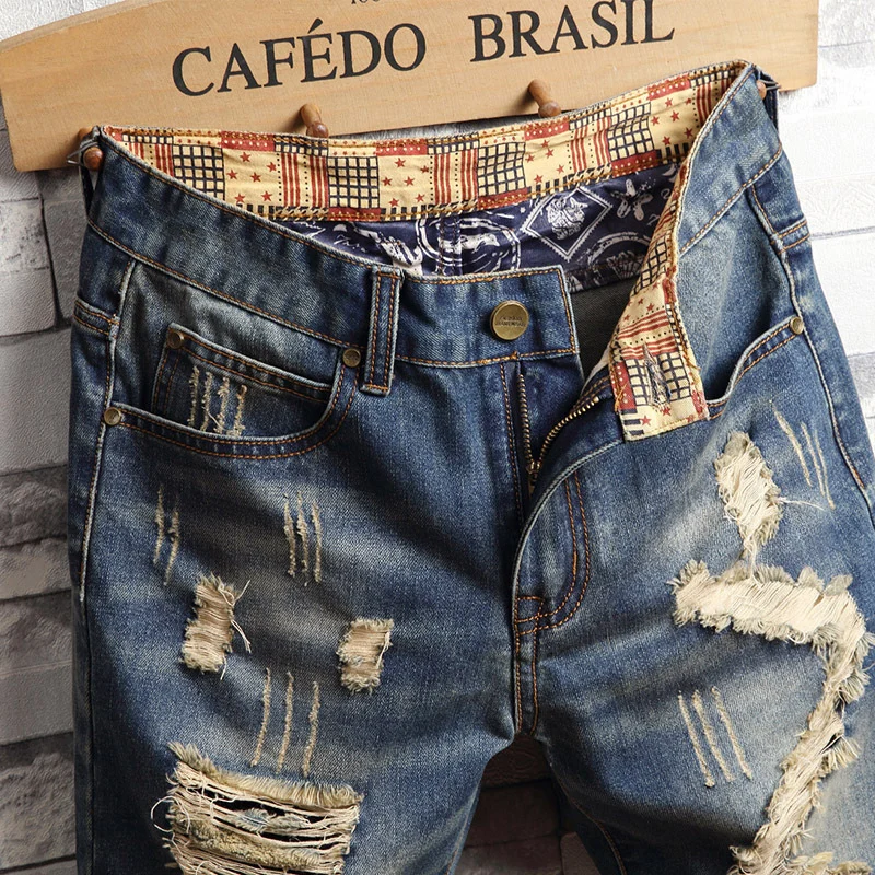 Trend Big Hole Jeans Short Pants Men''s Summer Capris - Image 4