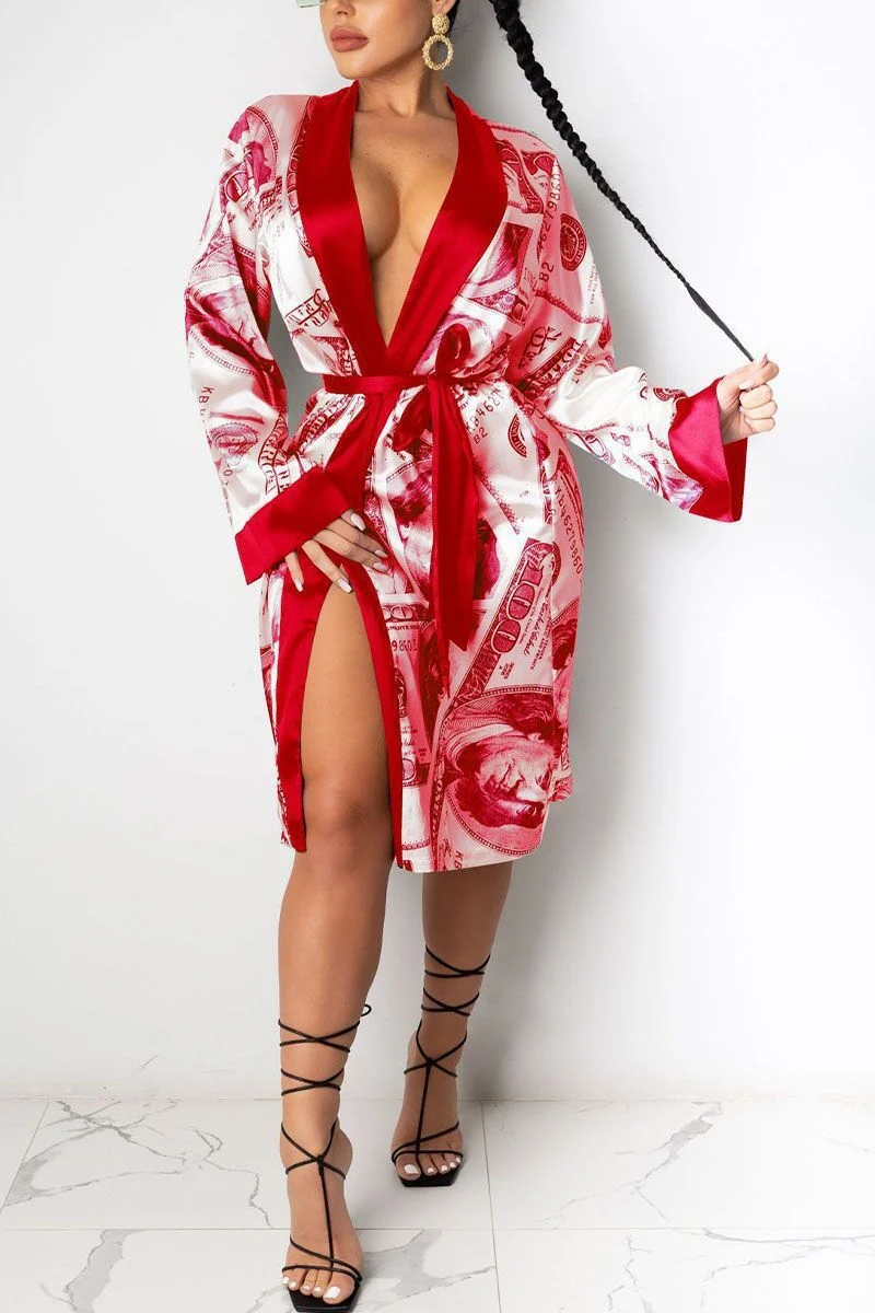 Hirigin Aesthetic Cardigan Long Sleeve Midi Bandage Dress Money Pajamas Fall Clothes For Women Fashion Sexy Lounge Wear - Image 2