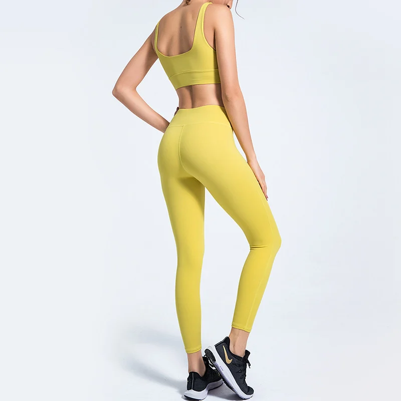Quick Dry Yoga Suit Women Stretchy Gym Set Bra Leggings - Image 2