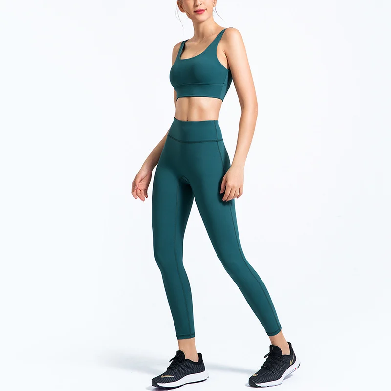 Quick Dry Yoga Suit Women Stretchy Gym Set Bra Leggings - Image 3
