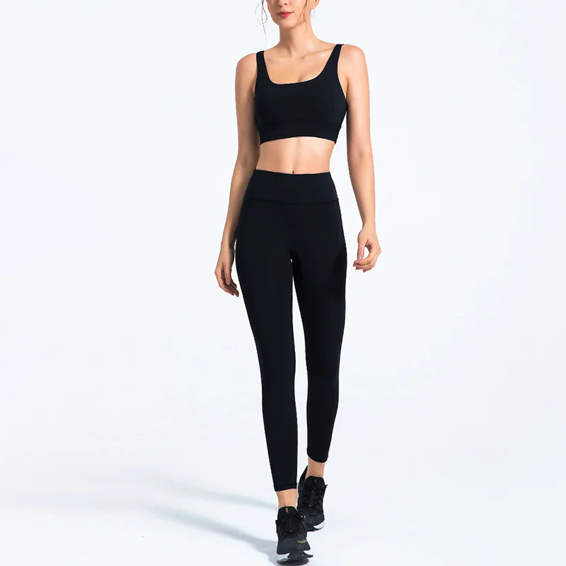 Quick Dry Yoga Suit Women Stretchy Gym Set Bra Leggings - Image 4