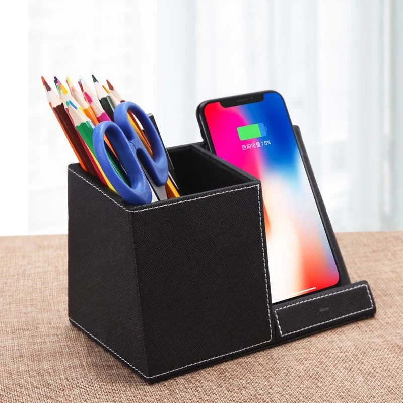 Leather Pen Holder Wireless Charger Wireless Phone - Image 7