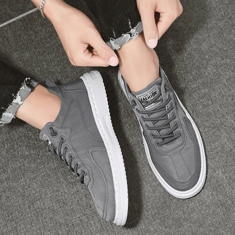 Men Sneakers Lace-up Letter Print Platform Canvas Shoes - Image 3