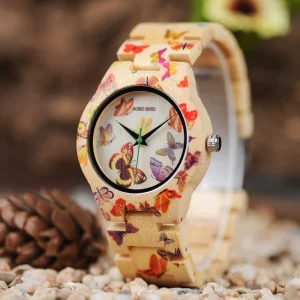 BOBO BIRD O20 Butterfly Print Women Watches All Bamboo