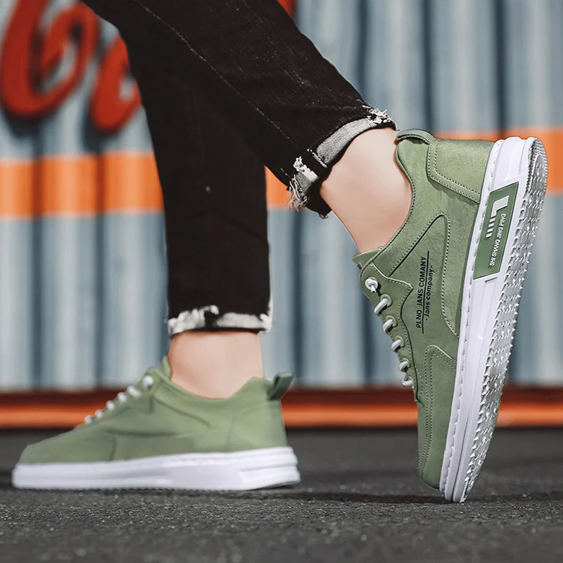 Men Sneakers Lace-up Letter Print Platform Canvas Shoes - Image 6