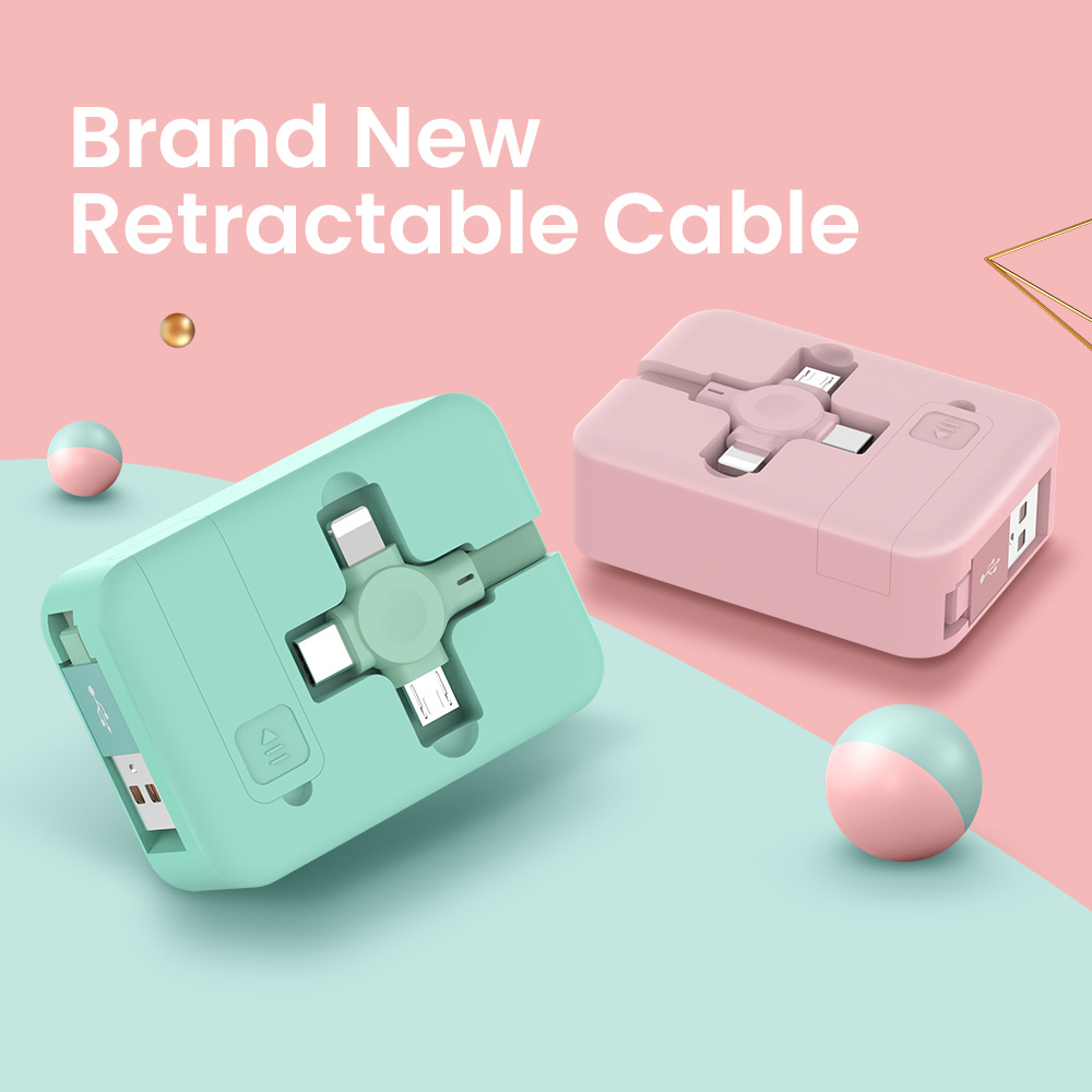 4 in 1 Retractable USB Cable Creative Macaron Type C - Image 2