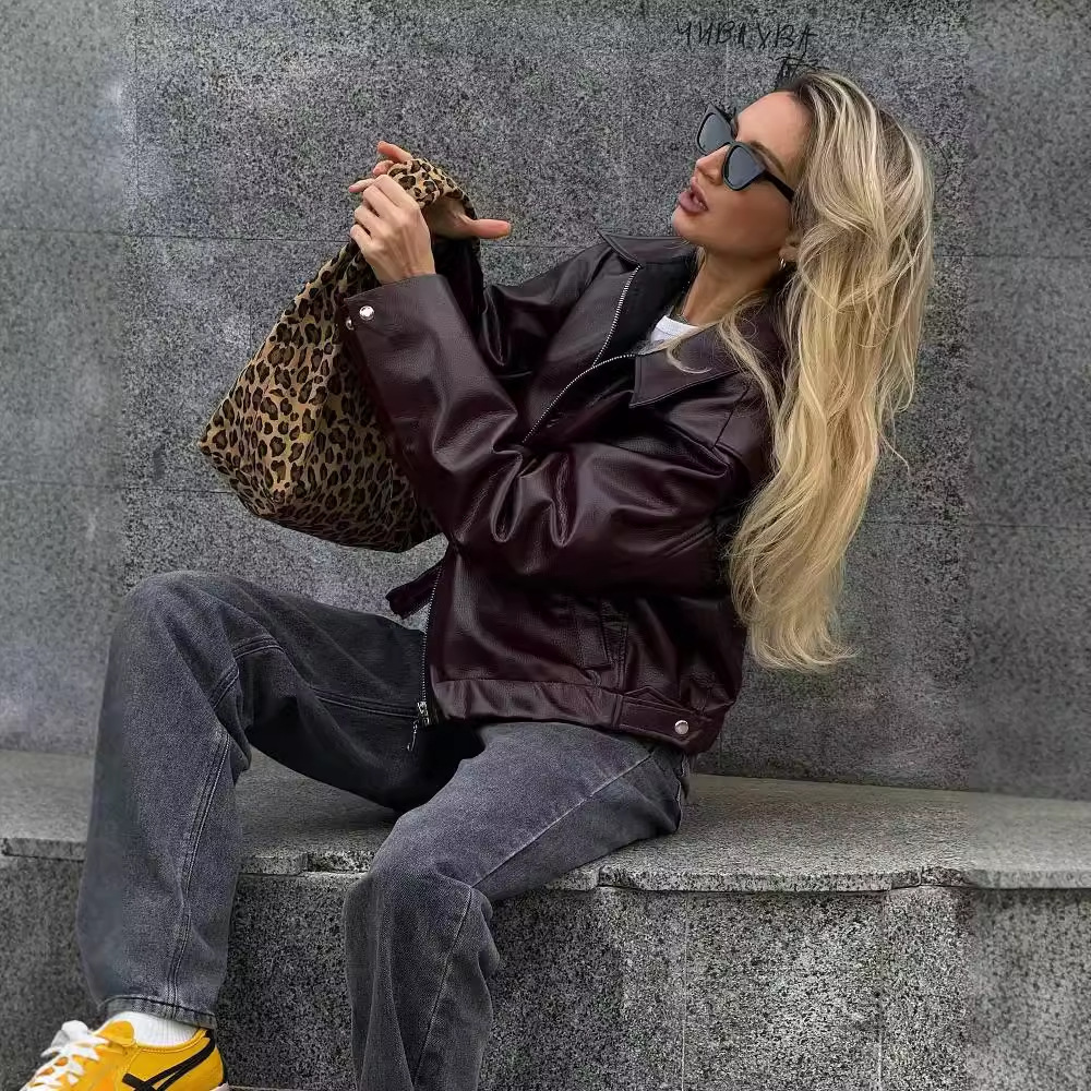 Solid Color Lapel Zipper Jacket Fashion Casual Long - Image 5
