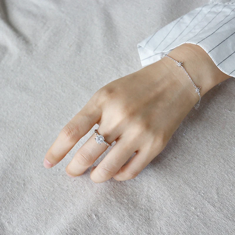 925 Silver AAAA Zircon Rings Minimalist Big Zircon - Image 5