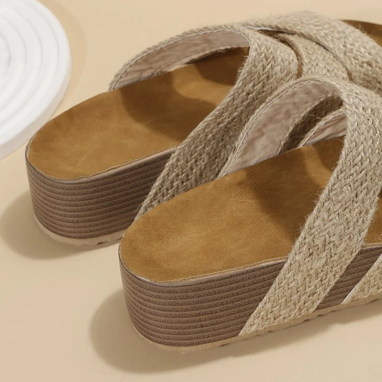 Woven Cross-strap Slippers Summer Platform Sandals - Image 7