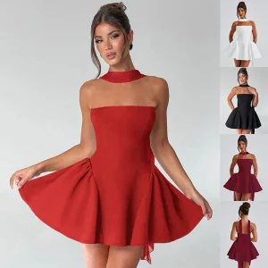 Sexy Tube Top Dress with Back Zipper Design Fashion