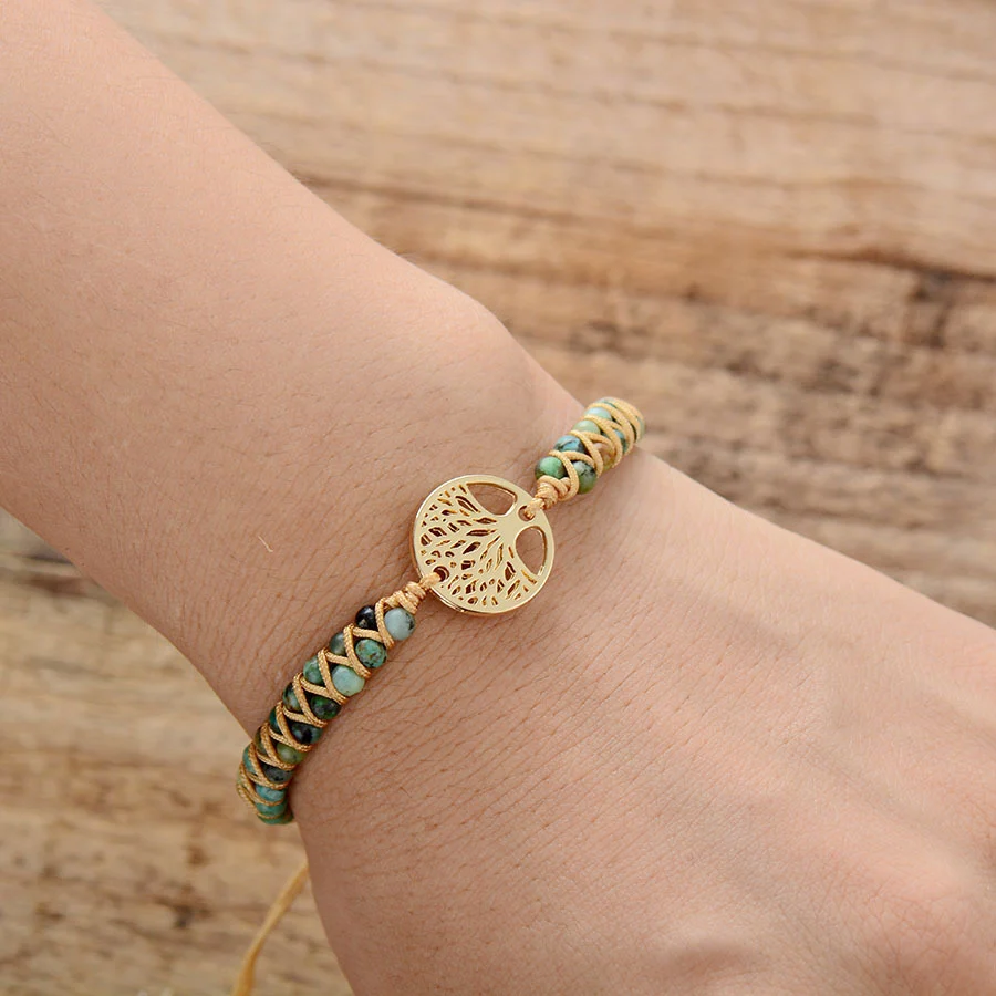 Tree Charm Bracelets African Japser String Braided - Image 4