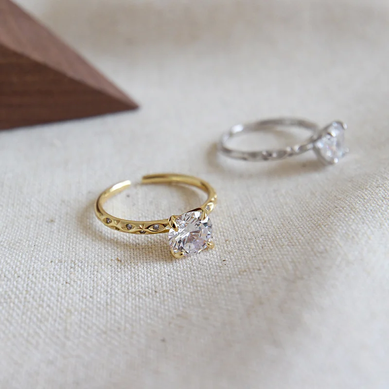925 Silver AAAA Zircon Rings Minimalist Big Zircon - Image 3