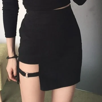 Korean Style Black Hip Skirts Irregular Hem Pencil - Image 2