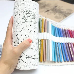 Holes Big Capacity Pencil Case School Canvas Roll Pouch