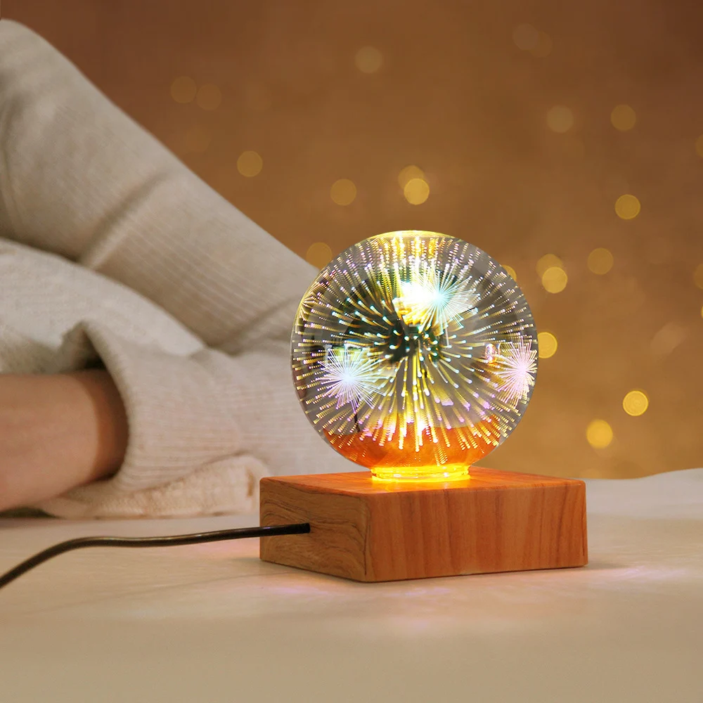USB 3D Firework Crystals Ball Night Light Plug in - Image 6