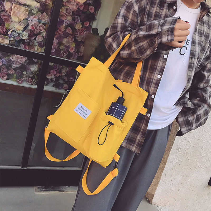 Harajuku Canvas Bags Students Handbag with Pockets - Image 3