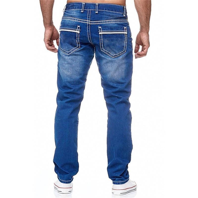 Men Jeans with Pockets Straight Pants Business Casual - Image 5