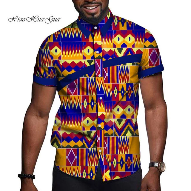 African Men Clothing Printed Short Sleeve Top T Shirt - Image 8