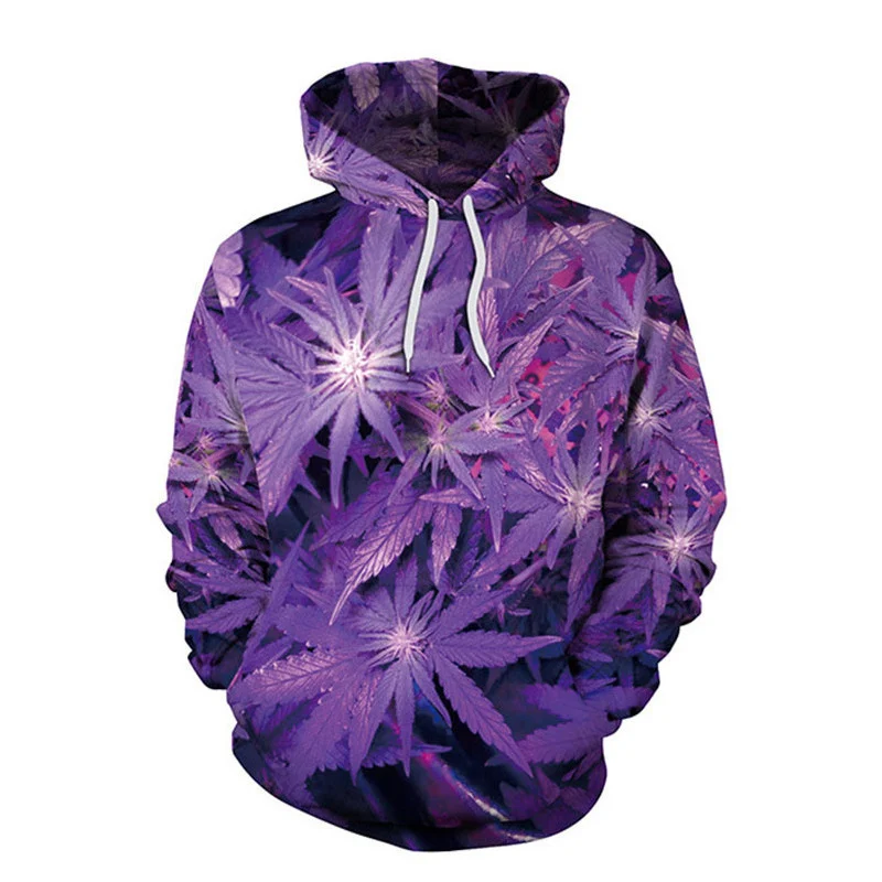 Men Fashion Green Big Leaf Hoodie - Image 2