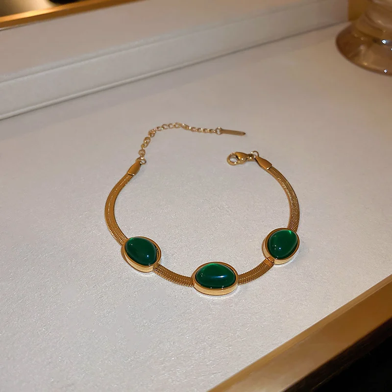 Fashion Jewelry Green Stone Crytal Snake Chain - Image 8