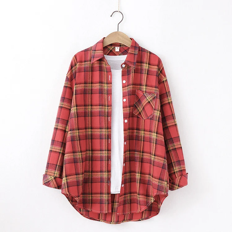 Brand Plaid Shirt Women Loose Plus Size Blouse Female - Image 6