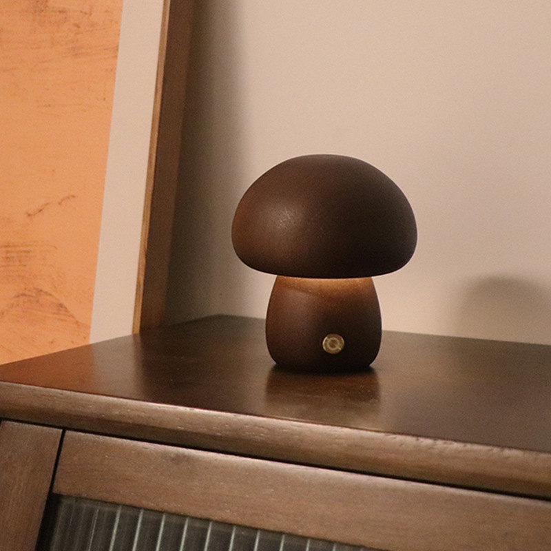 INS Wooden Cute Mushroom LED Night Light with Touch - Image 8
