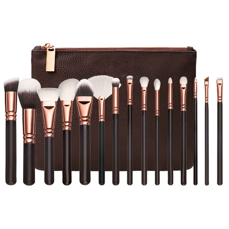 15 Makeup Brush with Bag Rose Gold Makeup Brush - Image 5