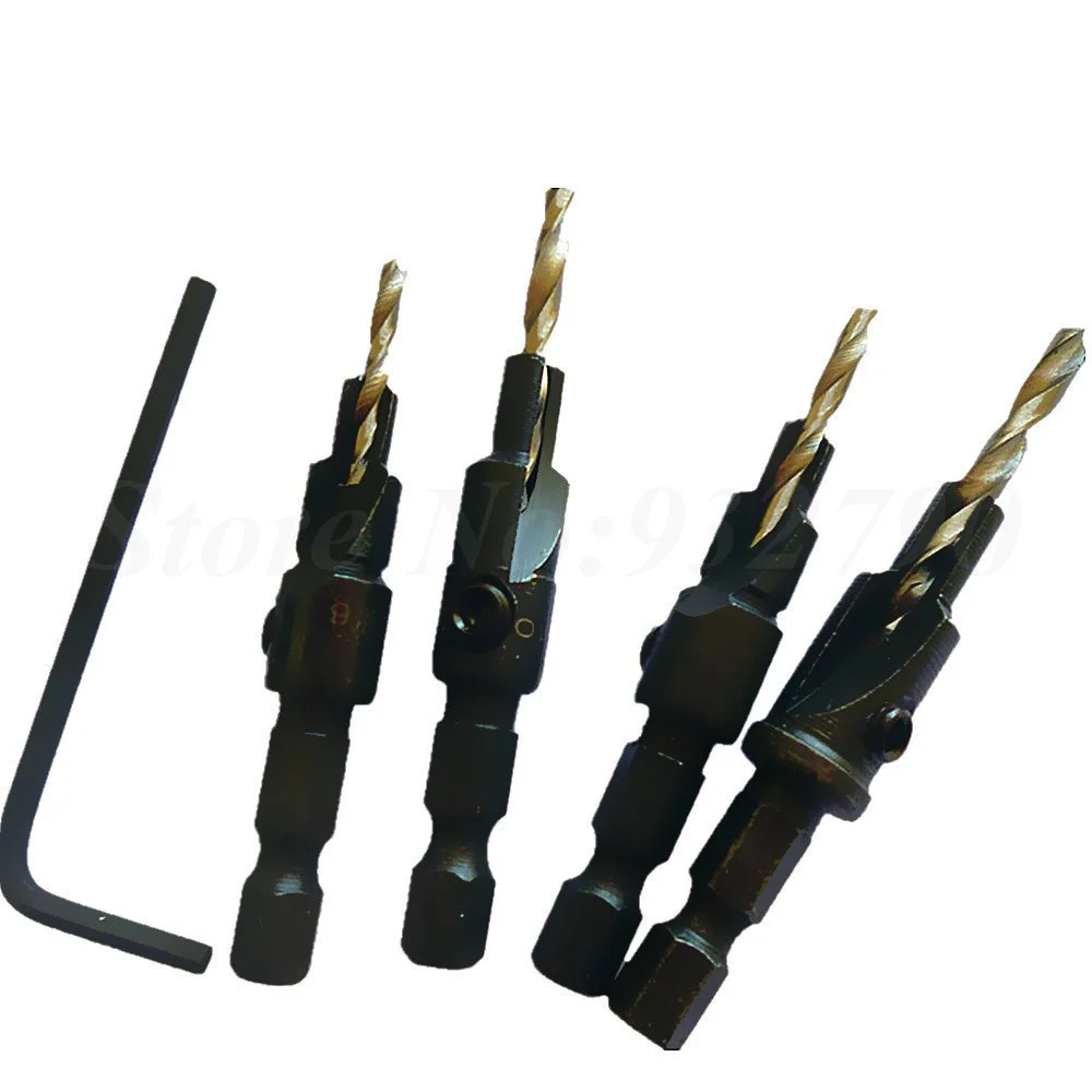 4pcs Hss Countersink Drill Bits 1 4 Quick Change Hole